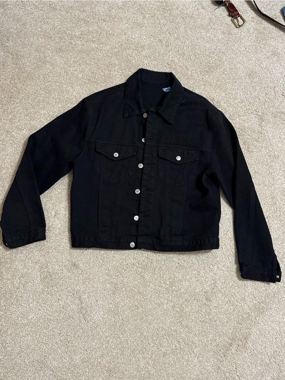 Cropped black denim cotton jacket